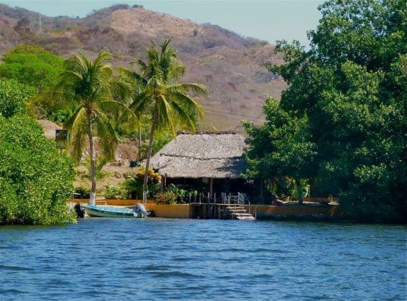 Dock at Manialtepec Lagoon near Puerto Escondido, Oaxaca, Mexico. 