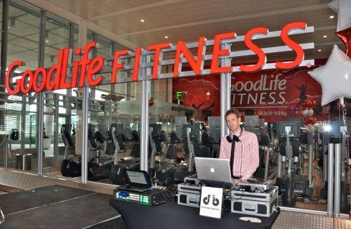 DJ at GoodLife Fitness Club at Toronto Pearson. 