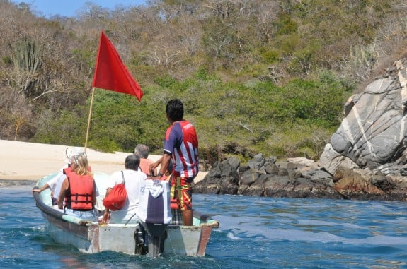 Boat headed to secret snail dye cove 