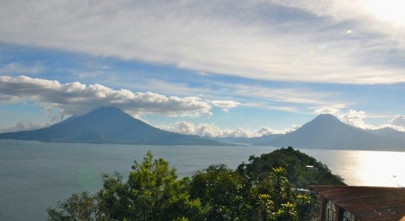 View of Lake Atitlan from the highway above Panajachel.