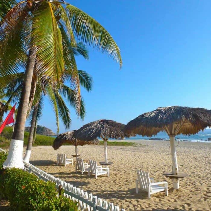 Beach club at Bacocho Beach in Puerto Escondido, Oaxaca 