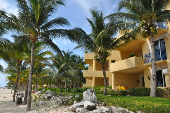 View of balcony terraces at Zoetry Resort in Mexico. 