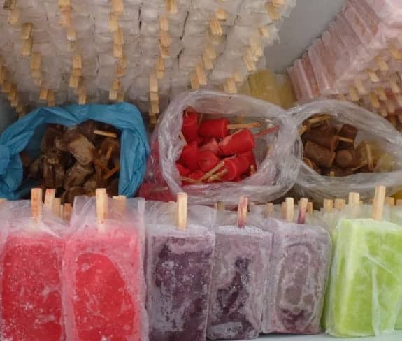 Fresh fruit paletas or popsicles in Oaxaca, Mexico.