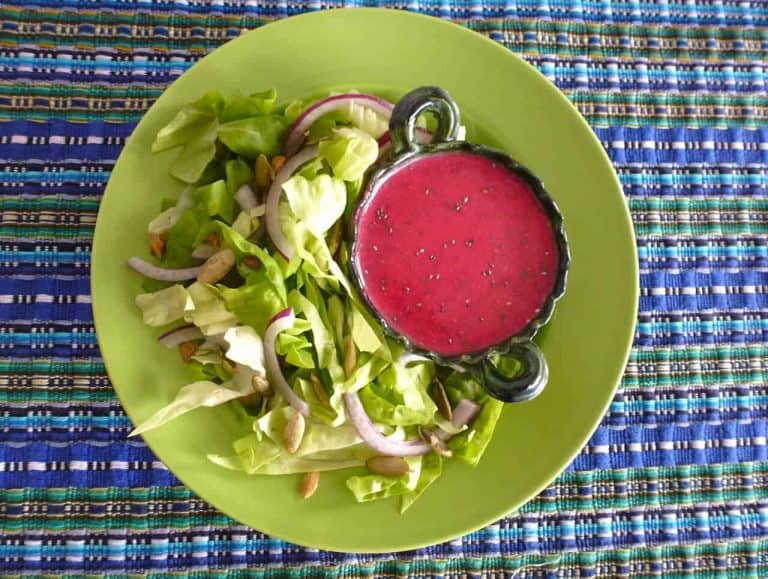 Healthy prickly pear and chia salad dressing