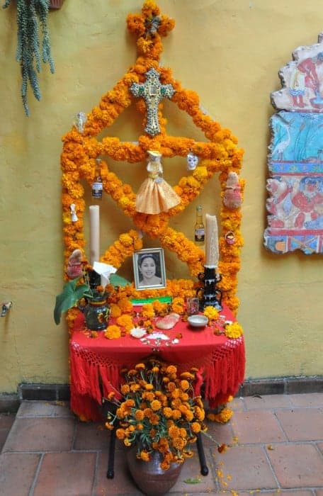 A home altar decorated for Day of the Dead