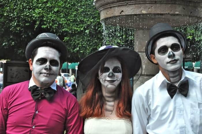Teenagers ready for Dia de los Muertos in Morelia