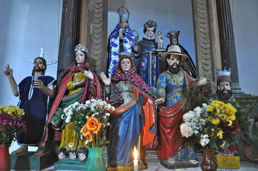 Statues of saints in Concepcion Solola Guatemala 