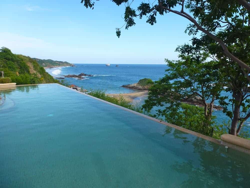 Swimming pool view from Casa Pan de Miel, Mazunte, Mexico. 