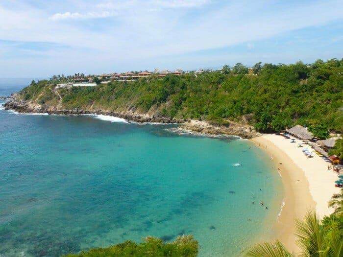 View of beautiful Carrizalillo Beach in Puerto Escondido.