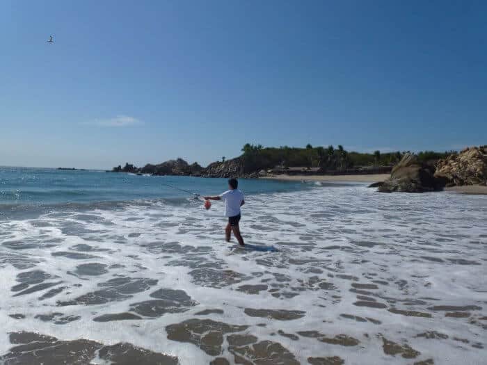 Fishing at Roca Blanca Beach in Oaxaca Mexico a top day trip from Puerto Escondido