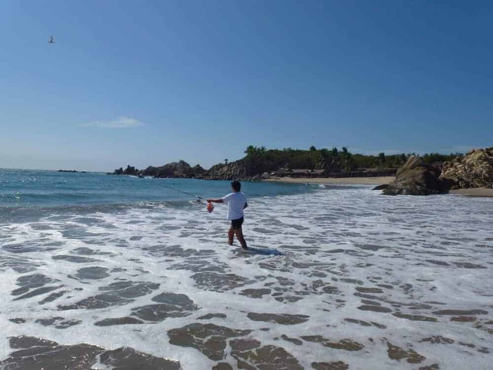 Fishing at Roca Blanca Beach in Oaxaca Mexico a top day trip from Puerto Escondido 