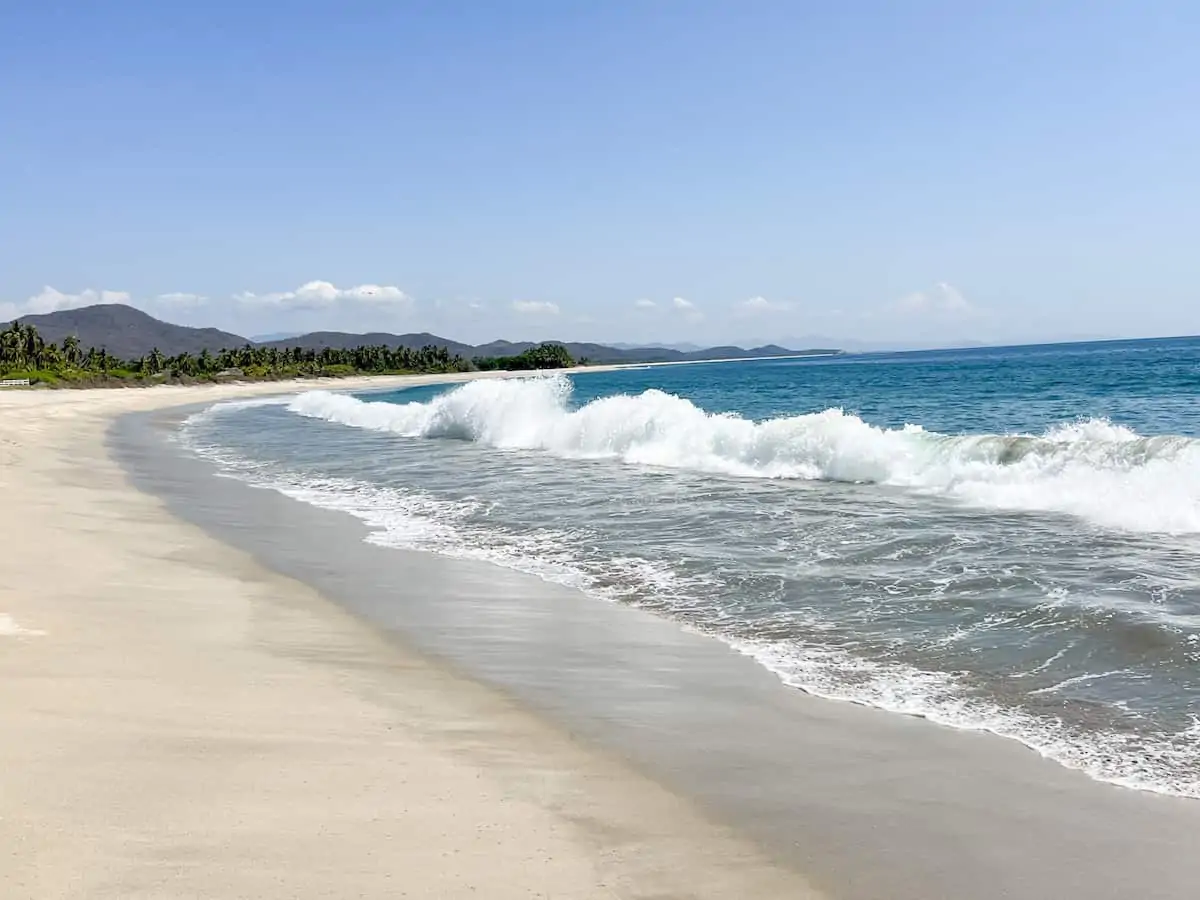 View of Playa Roca Blanca Oaxaca. 