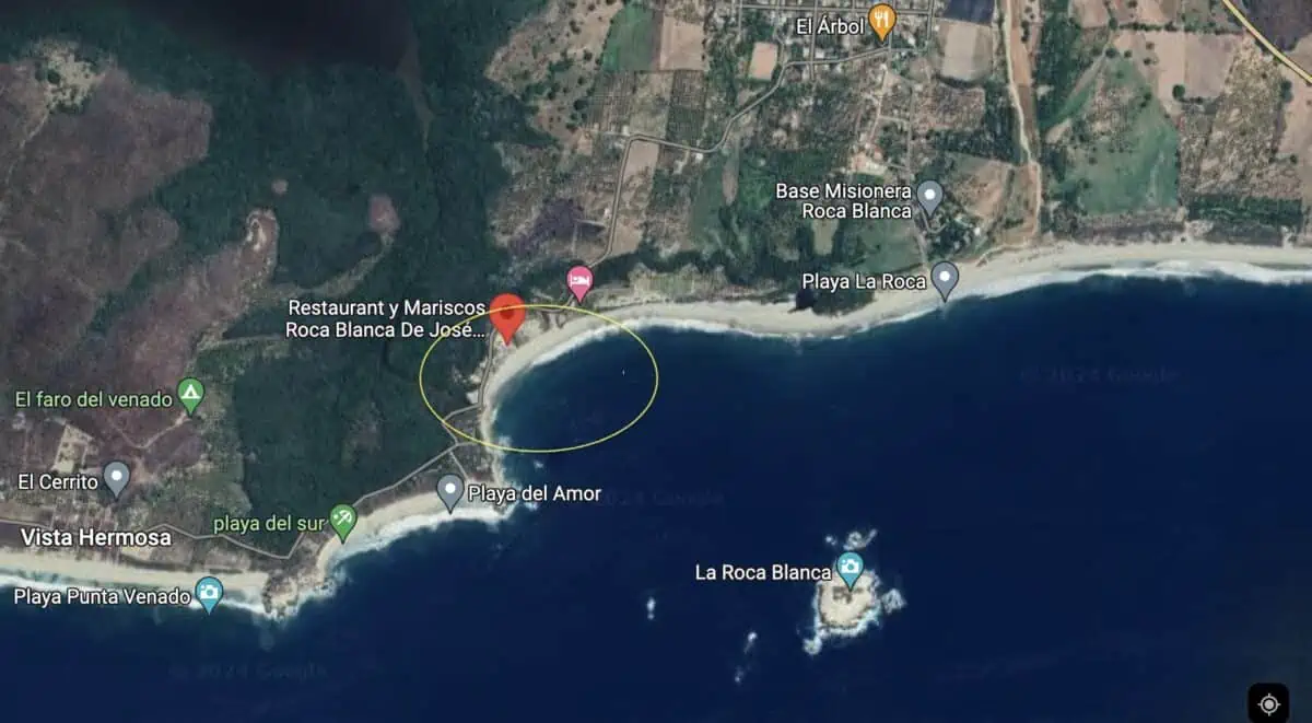 location of roca blanca beach. 