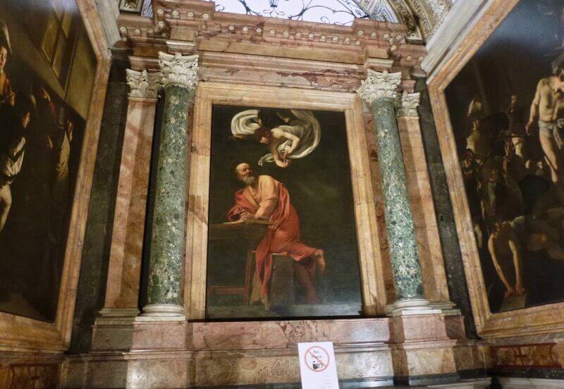 The 17 Biggest Mistakes to Avoid in Rome 40 Painting titled The Inspiration of Saint Matthew by Caravaggio, 1599-1600.