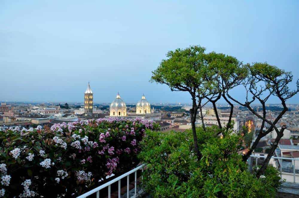 night view of Santa Maria Maggiore room from Bettoja Mediterraneo Hotel.