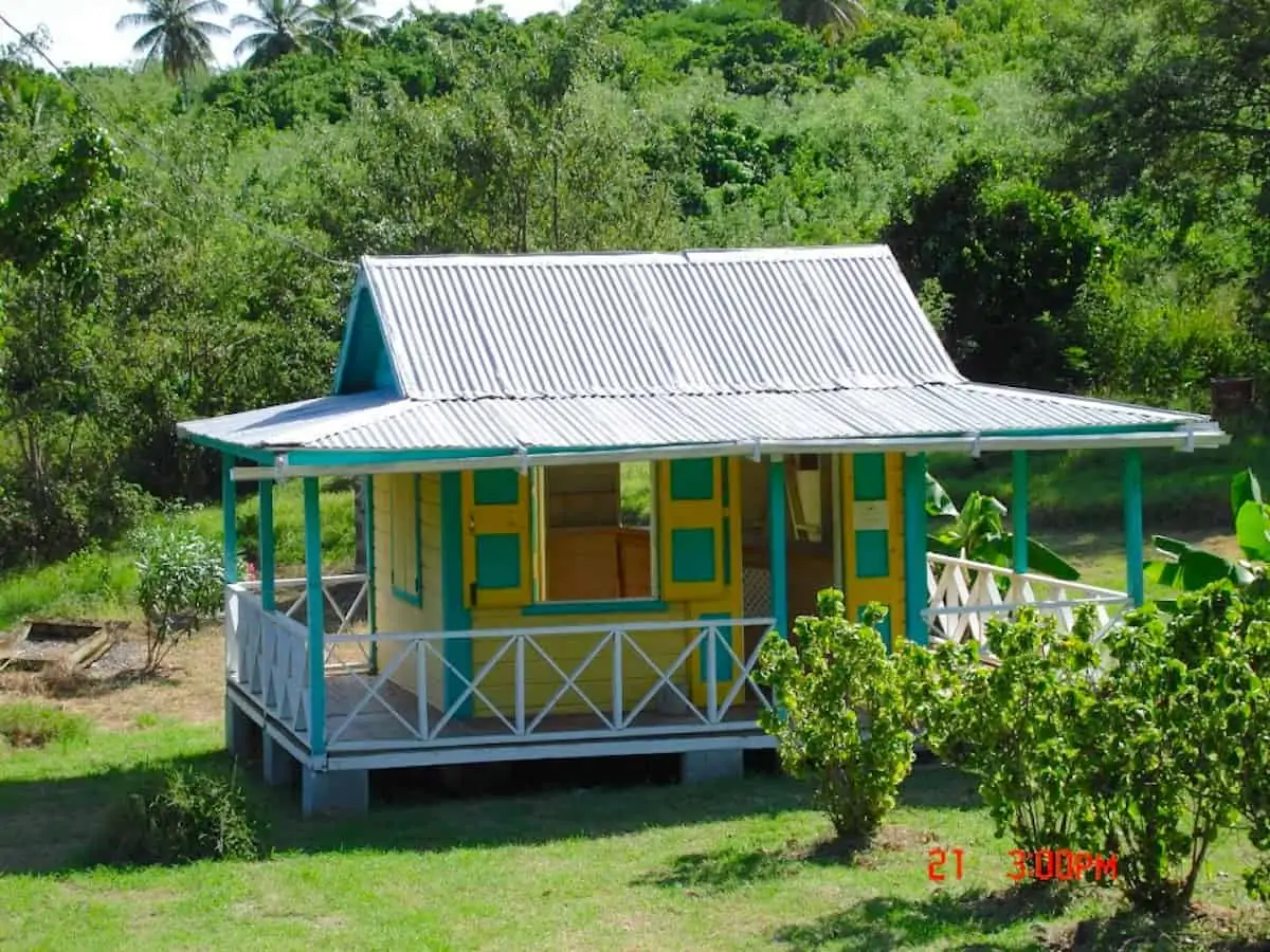 Yellow house at Heritage Village on Nevis.