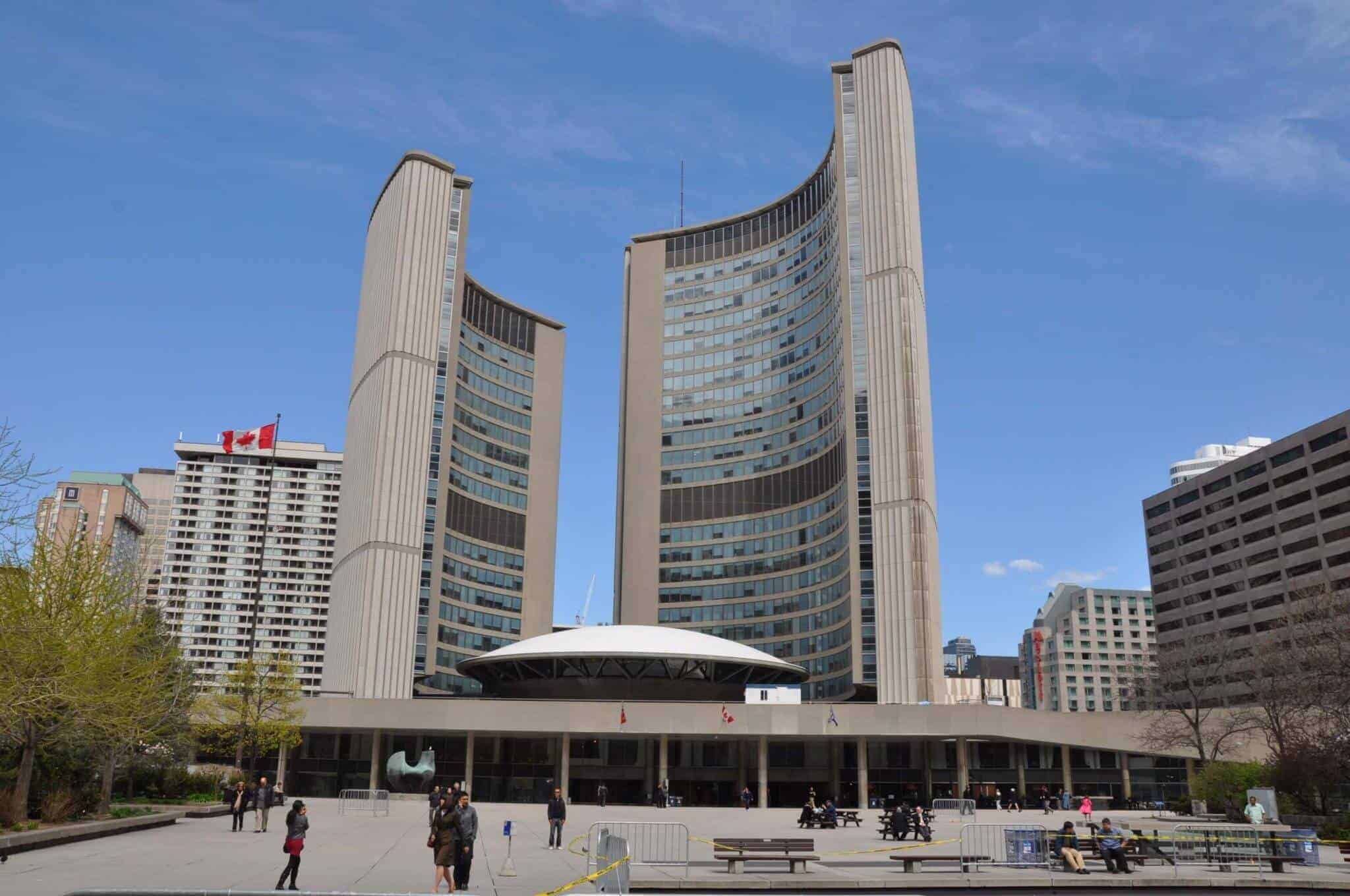 Toronto's unique City Hall on a sunny summer day. 