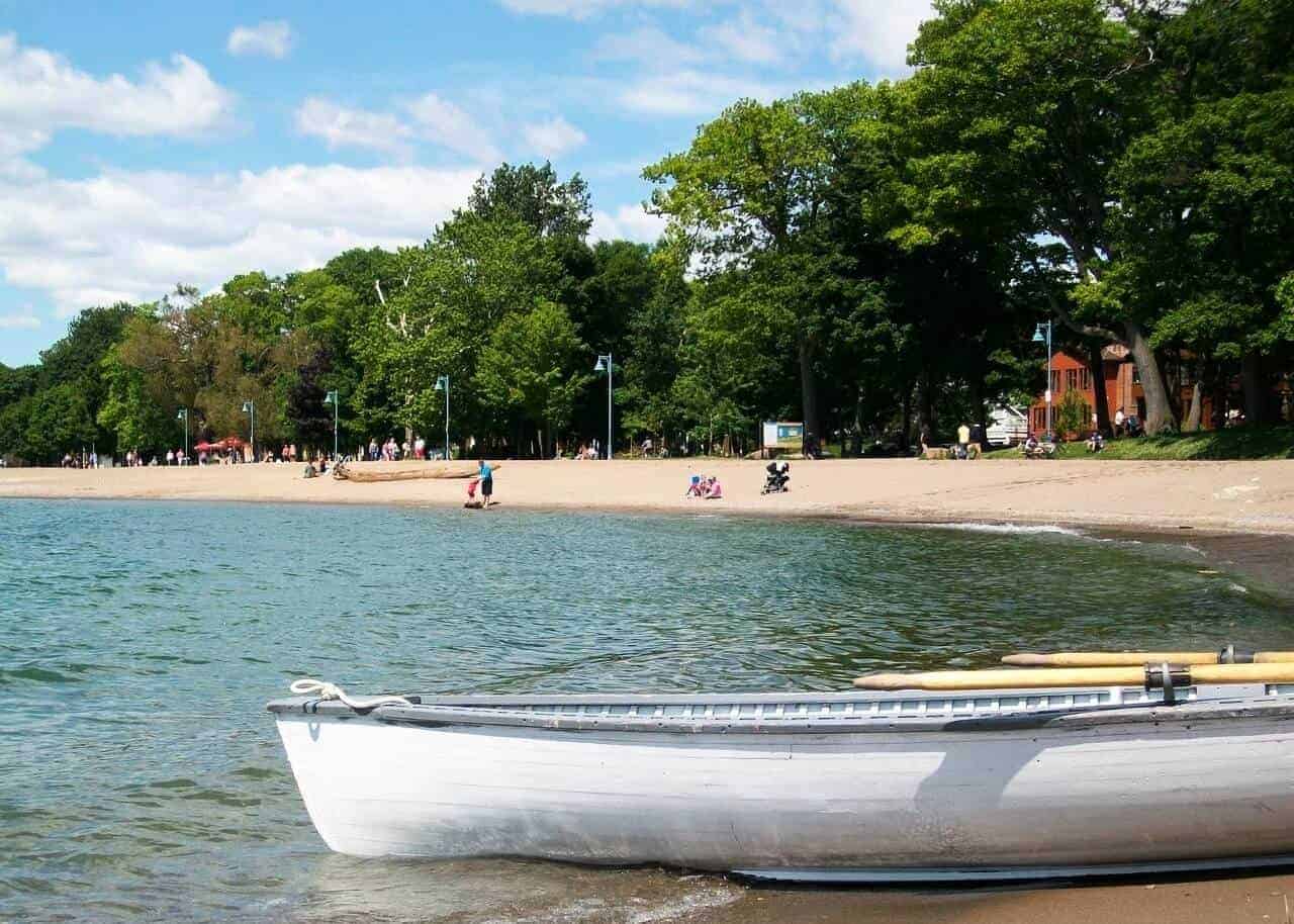 Canoe in the water of Lake Ontario at a beach in Toronto. Credit Culture Tripper.