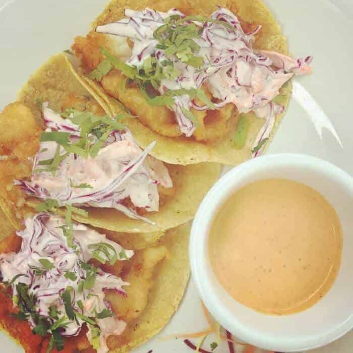 Fish tacos Baja style at Kool Beach Club