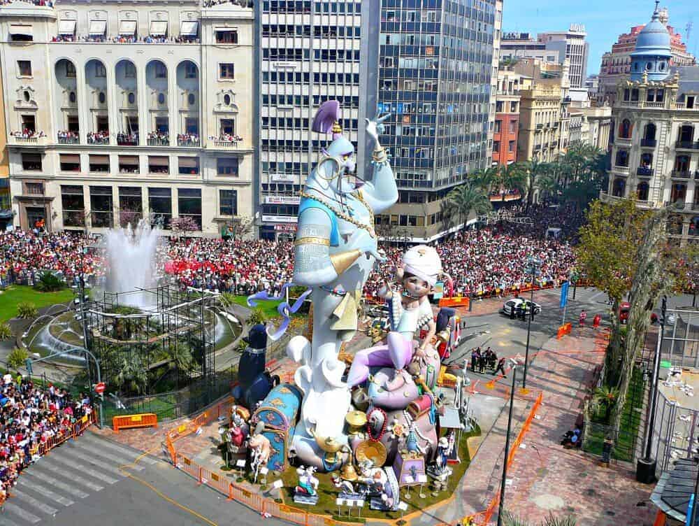 A giant sculpture ready to be torched during Las Fallas Festival of Valencia
