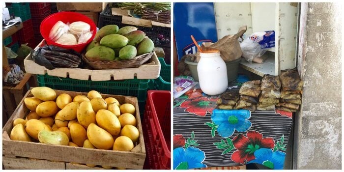 Mangos and tamales in the market in Valladolid