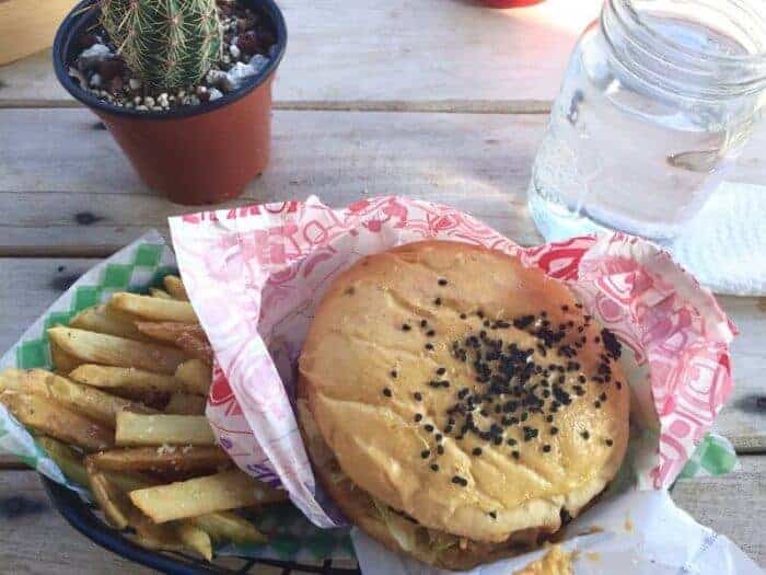 A vegan burger is a top pick for a fresh and delicious dinner in Playa del Carmen Mexico