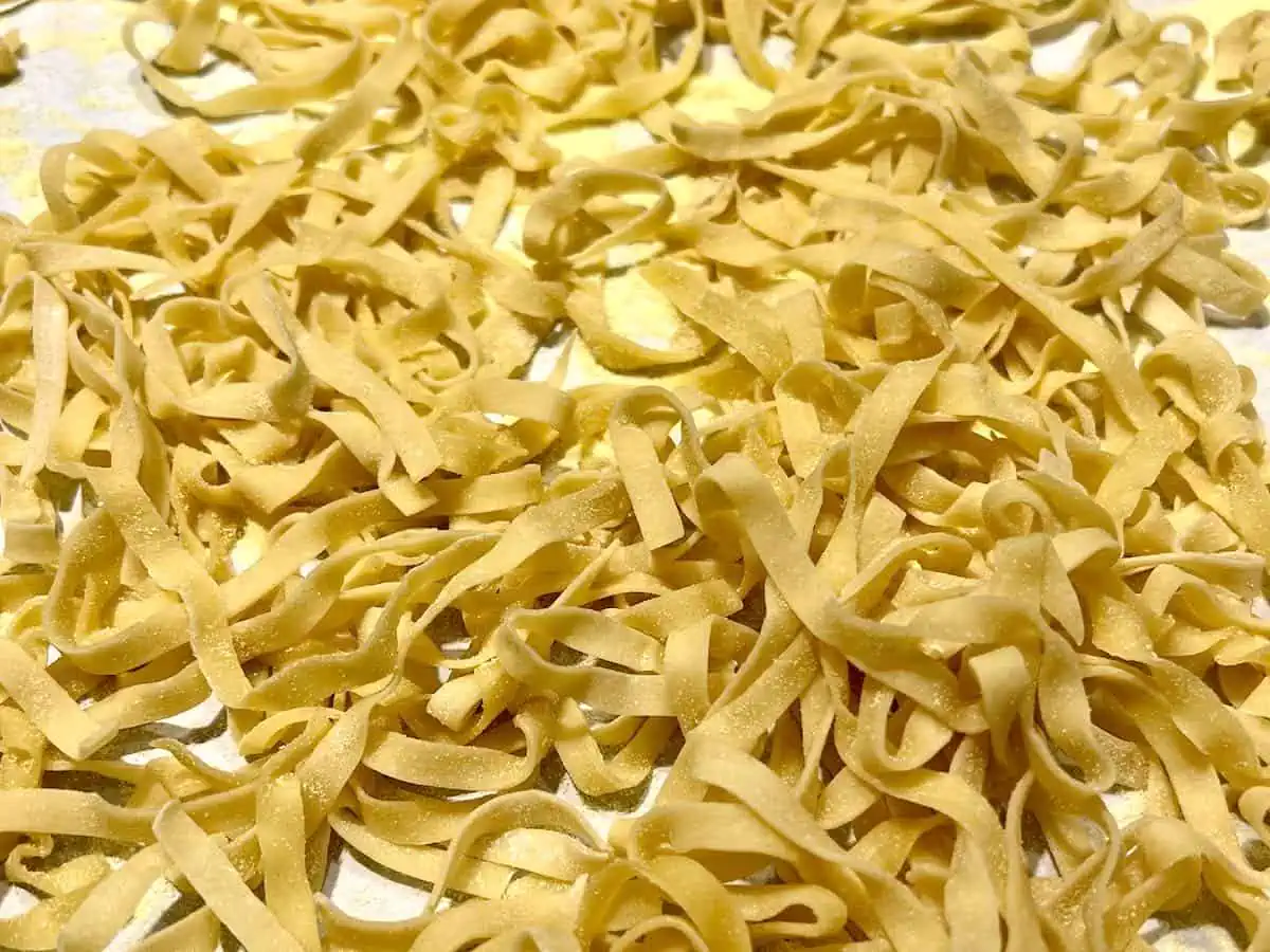 Close-up of fresh pasta.