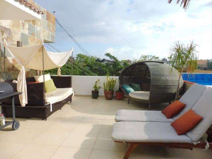 Terrace at La Dolce Vita apartments in Playa del Carmen Mexico