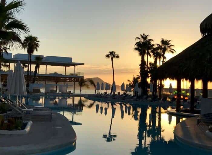 View of main swimming pool at Paradisus Los Cabos, Mexico. 