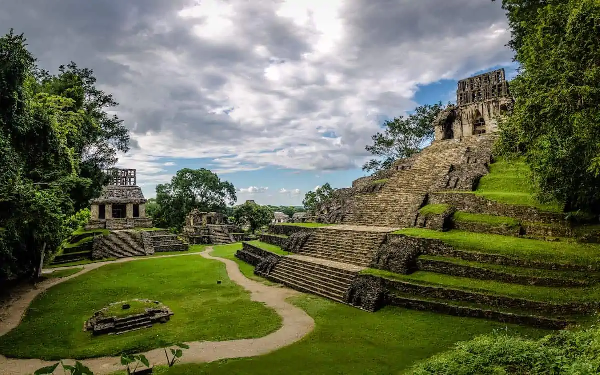 Jungle view of temple at Palenque.