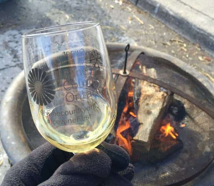 Firepit at a Niagara wine festival in the winter. 
