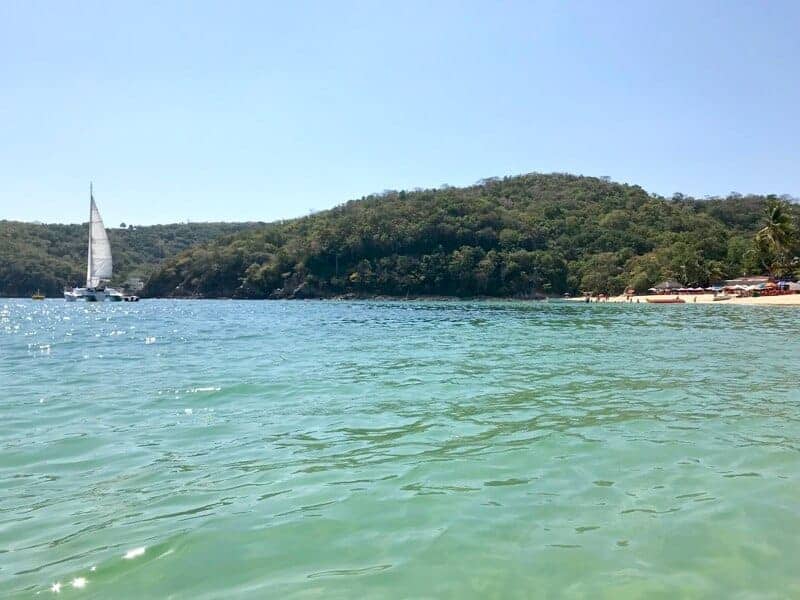 Water view at Playa Santa Cruz, the closest Huatulco beach near the cruise ship terminal.