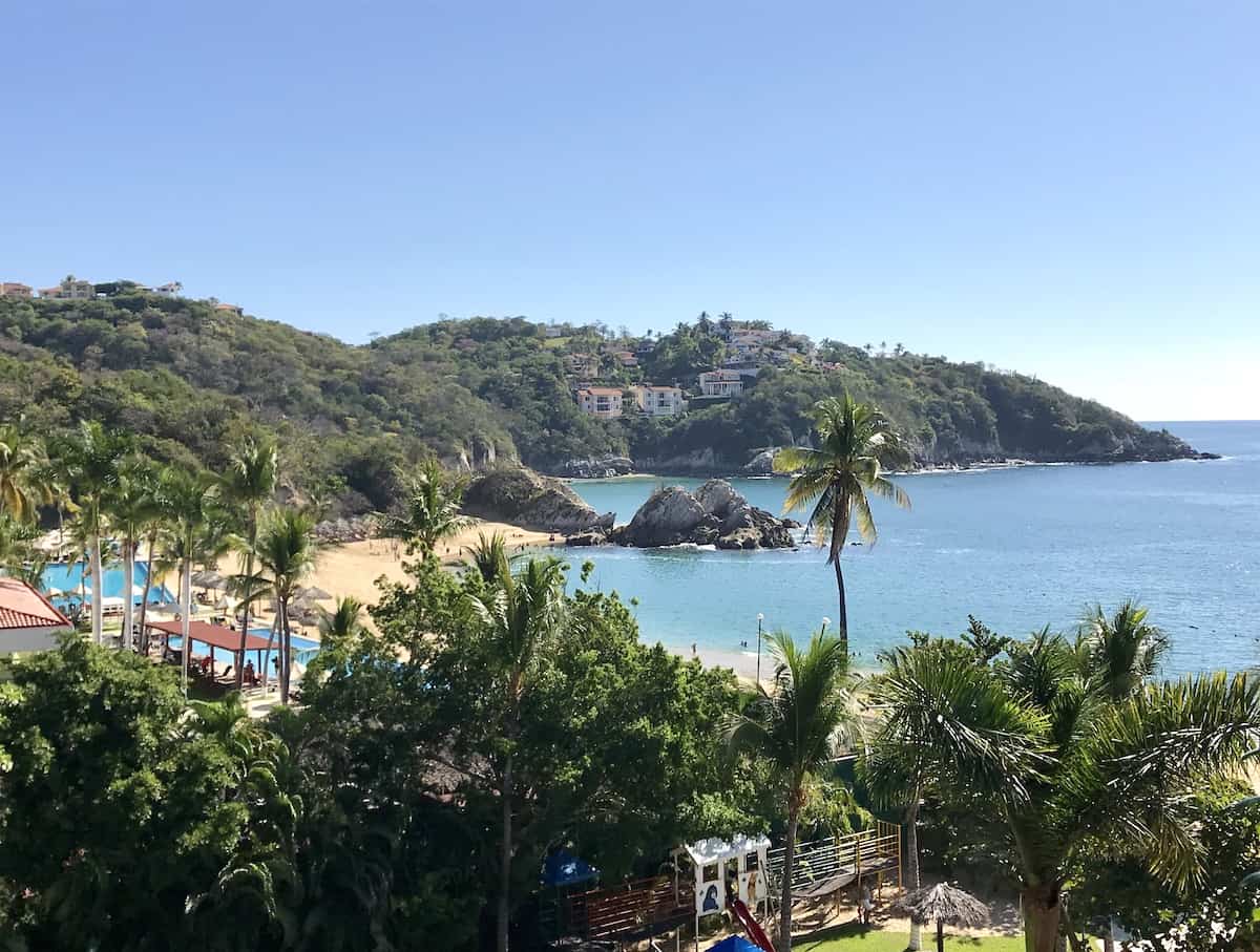 View of Tangolunda beach in Huatulco Mexico.