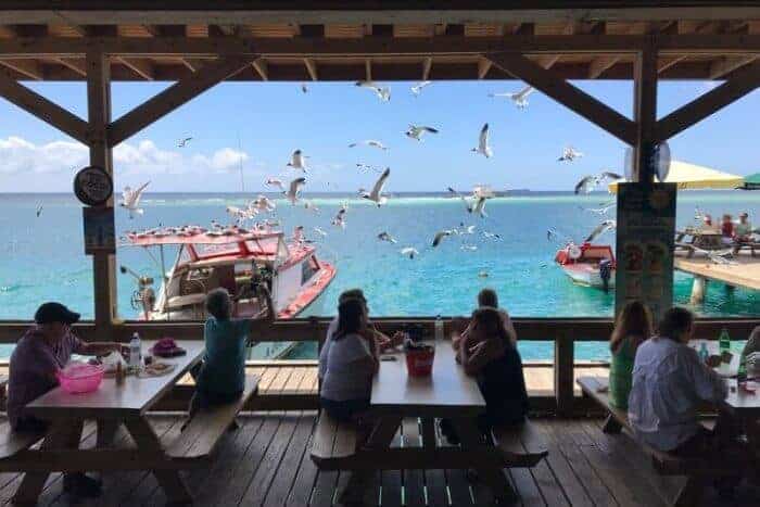 Outdoor deck at Zeerovers Aruba