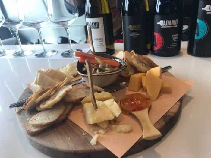 Cheese tray at Adamo Winery