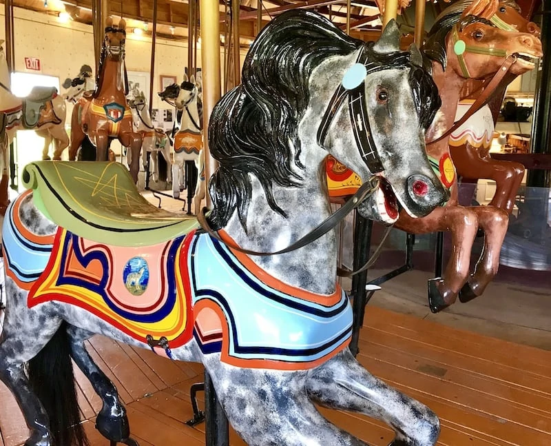 A vintage horse on the Roseneath Carousel