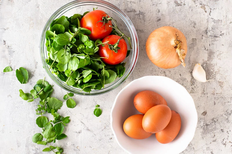 Ingredients for Tortitas de berro - Mini Watercress Omelettes