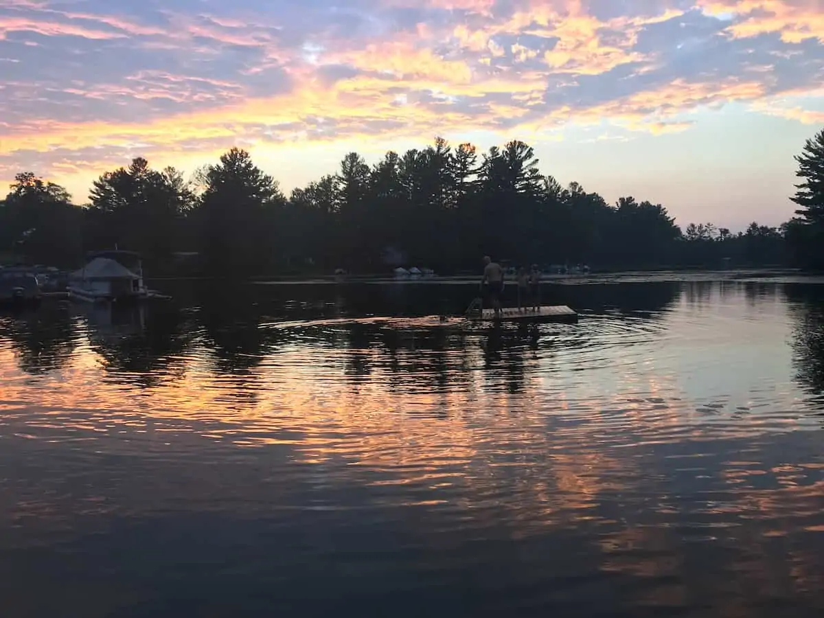 Sunset at Pine Vista Resort on Stoney Lake near Lakefield..