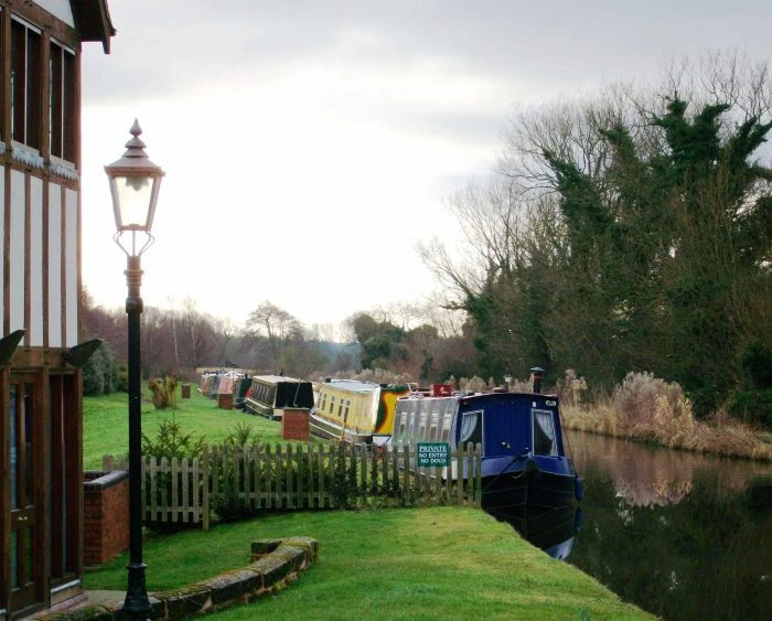 Barges on a canal in the UK. 