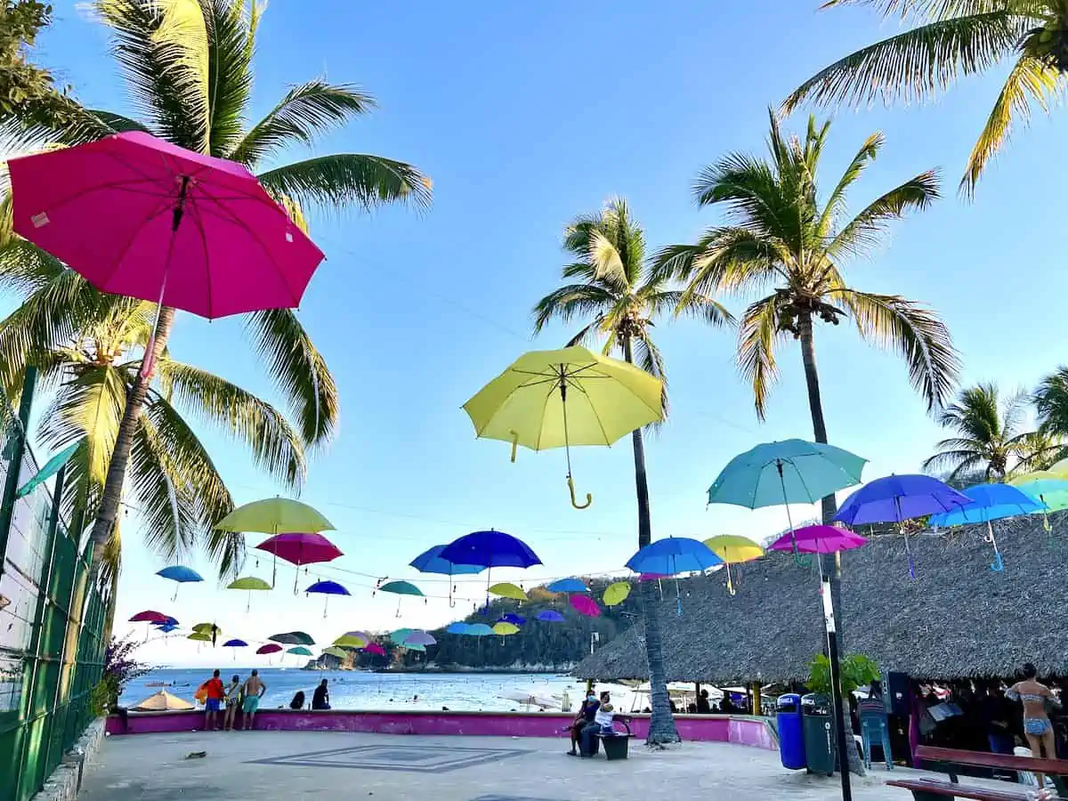 Umbrellas in Bahia Santa Cruz.
