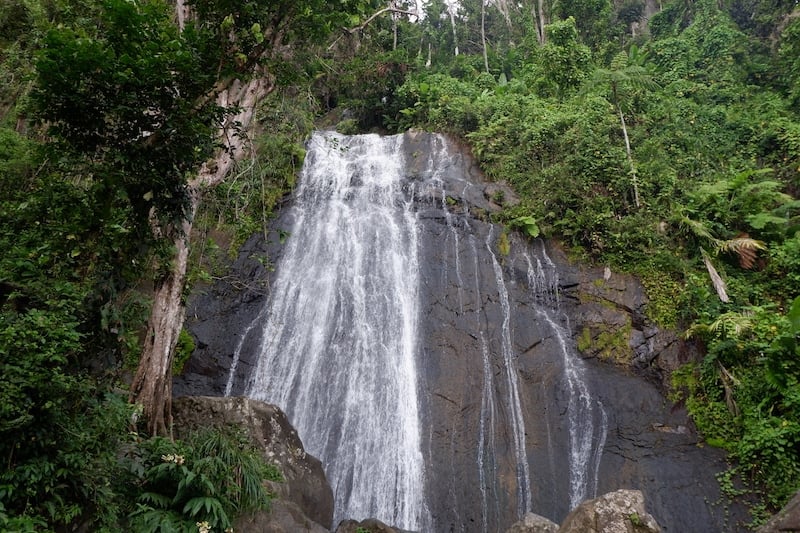 Waterfall in El Yunque Rainforest in Puerto Rico.