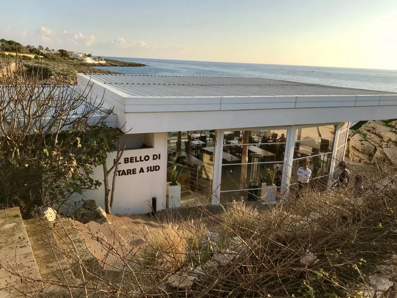 Seaside views at Solatio restaurant Terre Suda near Racale, Salento. 