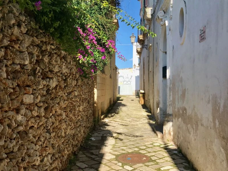 Cobblestone street in Racale Salento Puglia.
