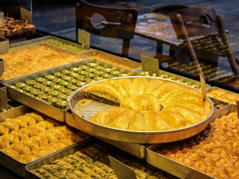 A selection of Turkish Baklava in various flavours. 