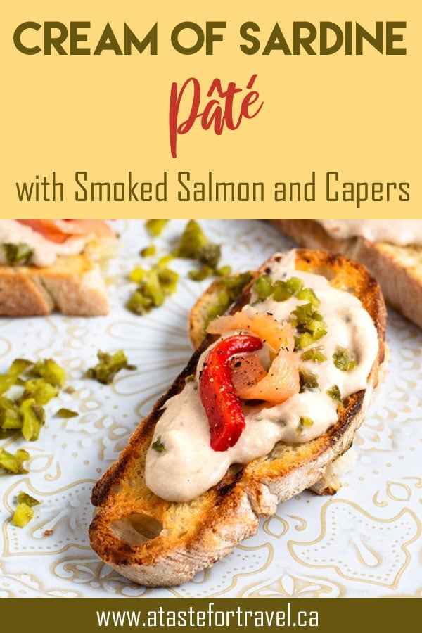 This easy recipe for Cream of sardines with smoked salmon and capers makes a delicious appetizer for parties and snacks. #recipe #sardines
