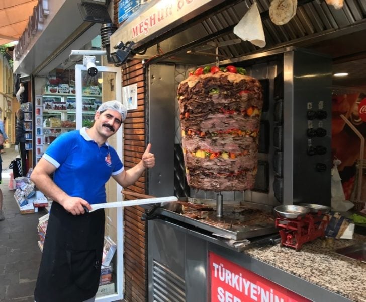 Enthusiastic street food vendor in Bodrum, Turkey