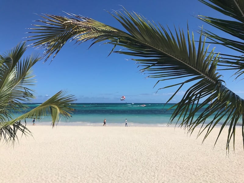 Famous white sands of Bavaro Beach in January 2019