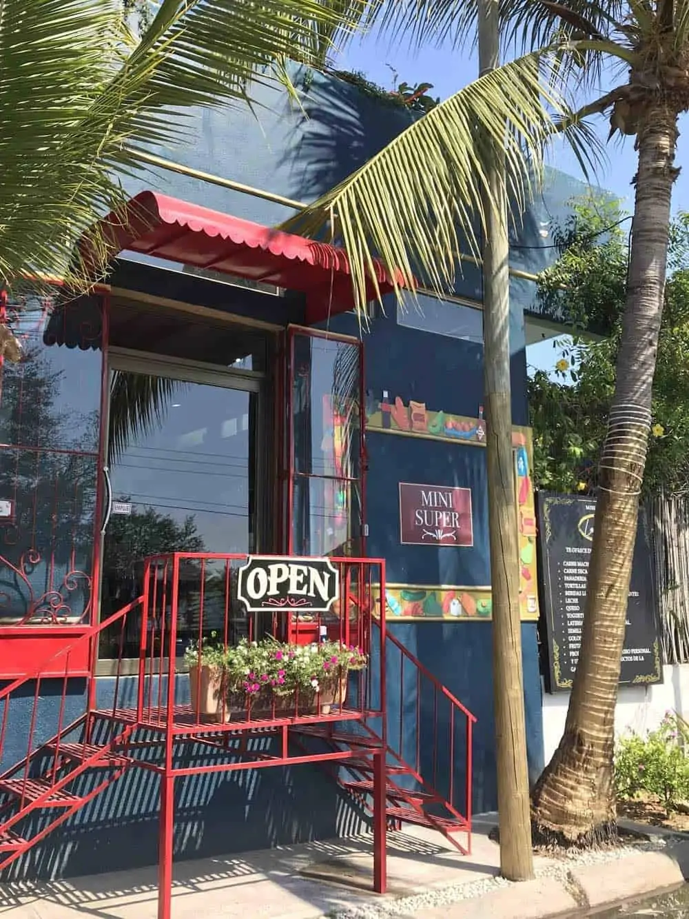 Exterior of La Julia Cafe, Mini Super and Art Gallery in Puerto Escondido. 