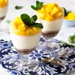 Mango Coconut panna cotta with dates and walnuts