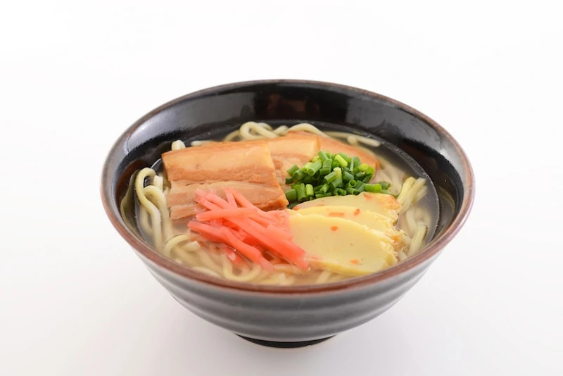 A bowl of Okinawa Soba Noodles.  